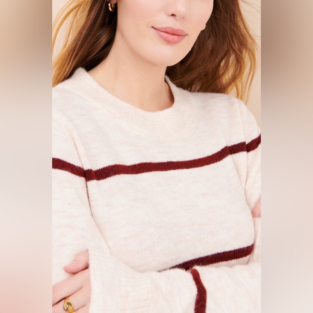 Like New Line & Dot Eska Sweater Dress in Ivory/Wine XS - Picture 3 of 5